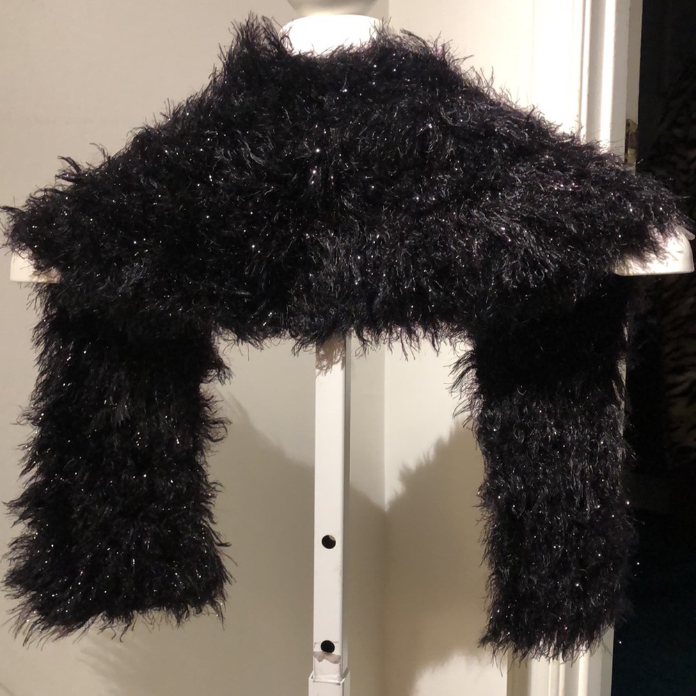 Vintage Black Sparkly Scarf - Picture 2 of 4